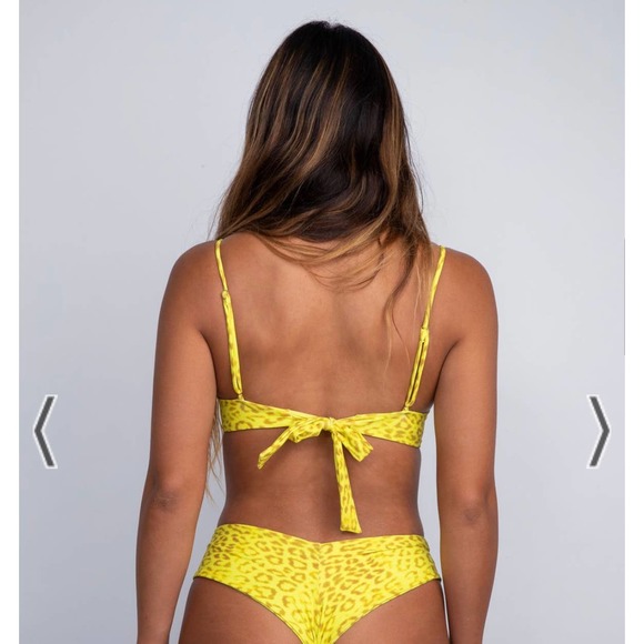 SKATIE Kate Bikini Top in Tulum Neon Yellow Cheetah Leopard Print XL - Picture 4 of 9